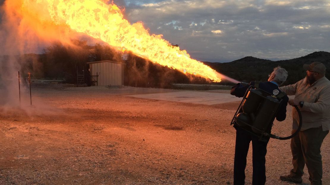 Guests pay up to $8,000 for tank driving, shooting and using a flamethrower.