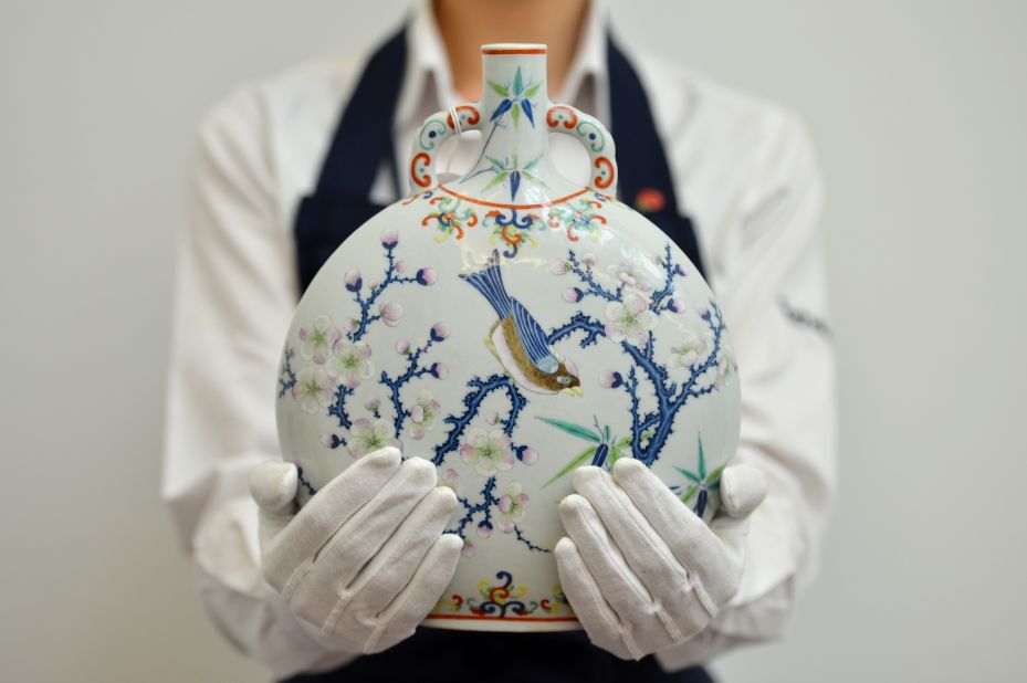 This rare polychrome-enameled moonflask sold for more than $1.2 million (GBP1,049,250) at a 2012 Sotheby's auction in London.