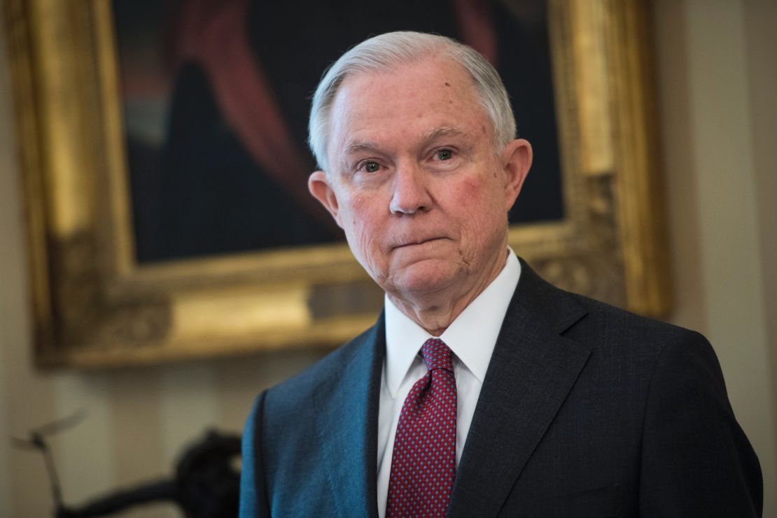 Attorney General Jeff Sessions at his swearing-in February 8.
