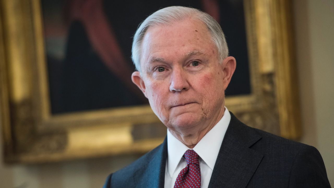 WASHINGTON, DC - FEBRUARY 9: Attorney General Jeff Sessions listens as President Donald Trump speaks during a swearing in ceremony in the Oval Office of the White House in Washington, DC on Thursday, Feb. 08, 2017. (Photo by Jabin Botsford/The Washington Post via Getty Images)