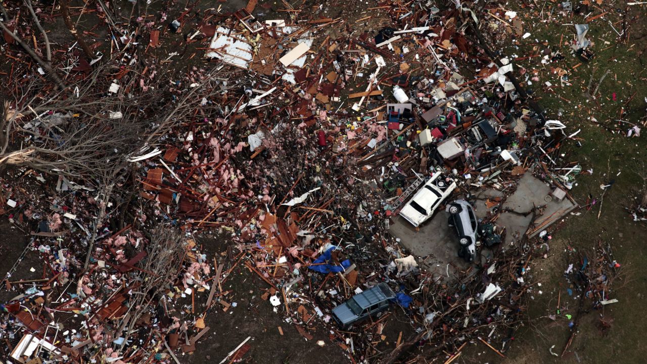 Debris marks the site of a home that was hit by a tornado in Perryville, Missouri, on Tuesday, February 28. The tornado <a href="http://www.cnn.com/2017/03/01/weather/severe-weather-midwest/" target="_blank">had a 13-mile path</a> and destroyed many houses in the city, leaving about 60 families who have "lost about everything," Mayor Ken Baer said.