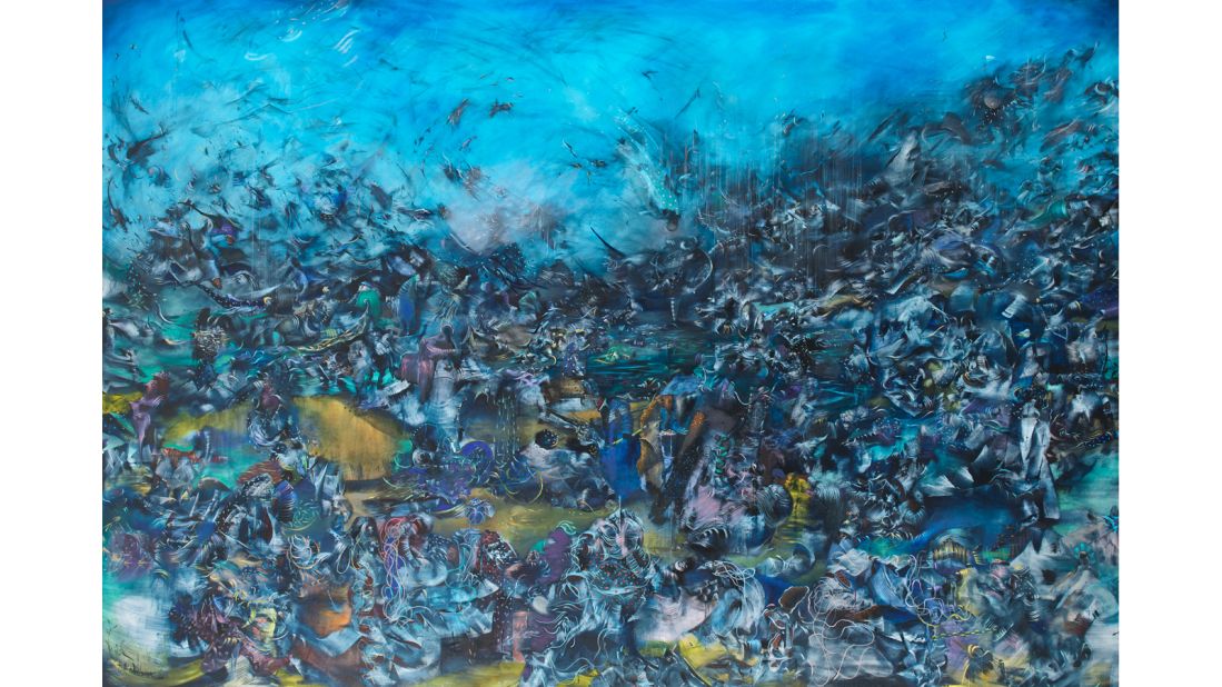 Ali Banisadr was born in Tehran, but moved to San Diego with his family when he was 12. His work blurs the line between the abstract and figurative. 