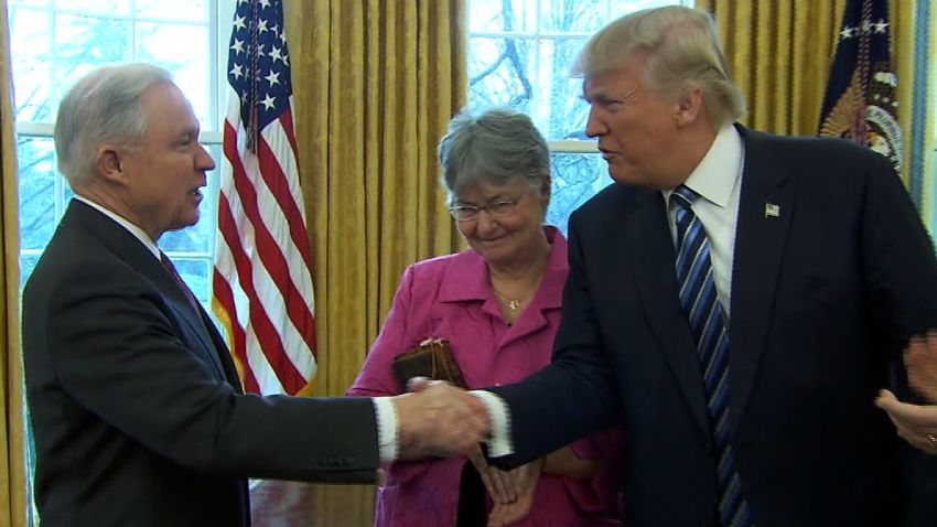 trump sessions swear in handshake