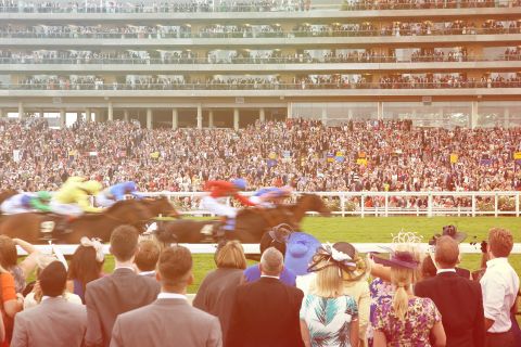 The famous Ascot grandstand will serve as a backdrop for spectators watching in the new enclosure housed in the center of the race track.