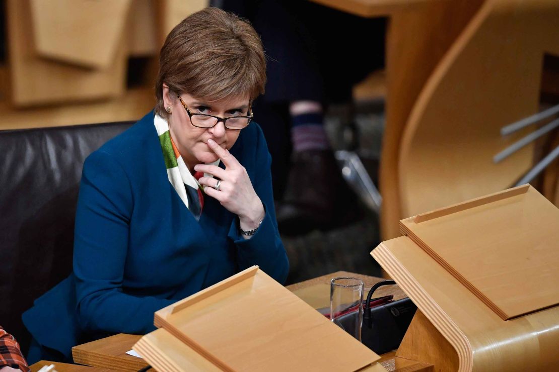 Nicola Sturgeon attends a debate on keeping Scotland in the European single market at the Scottish Parliament on January 17, 2016.