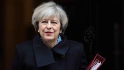 LONDON, ENGLAND - MARCH 01: British Prime Minister Theresa May leaves 10 Downing Street on March 1, 2017 in London, England. Peers in the House of Lords are expected to amend the Brexit bill later today to protect the rights of EU citizens in the UK. (Photo by Jack Taylor/Getty Images)