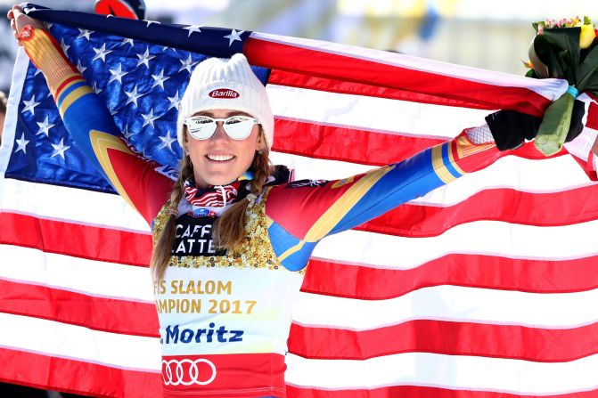 America's <a href="index.php?page=&url=http%3A%2F%2Fcnn.com%2F2017%2F03%2F20%2Fsport%2Falpine-edge-mikaela-shiffrin-backroom-team%2Findex.html">golden girl</a> Shiffrin enjoyed a storming season so far. On her way to claiming the overall title, she made history with <a href="index.php?page=&url=http%3A%2F%2Fcnn.com%2F2017%2F02%2F17%2Fsport%2Fmikaela-shiffrin-st-moritz-2017%2F" target="_blank">her third successive world championship slalom title.</a>