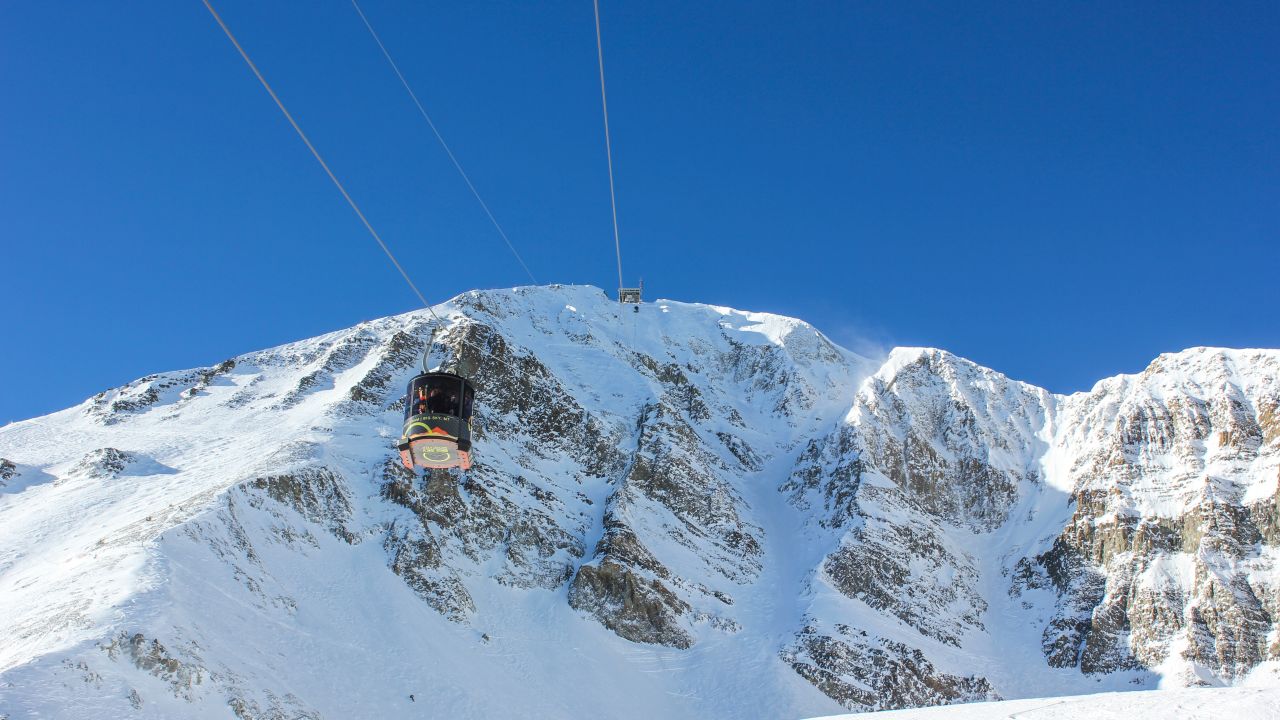 Big Sky's Lone Peak Tram transports skiers to the mountain's most challenging terrain.