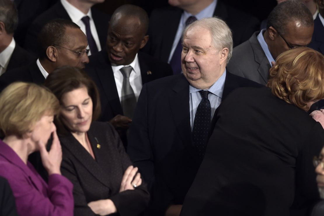 Russian Ambassador to the US Sergey Kislyak arrives before US President Donald Trump addresses a joint session of the US Congress on February 28, 2017.