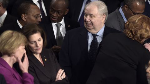 Russian Ambassador to the US Sergey Kislyak arrives before US President Donald Trump addresses a joint session of the US Congress on February 28, 2017.