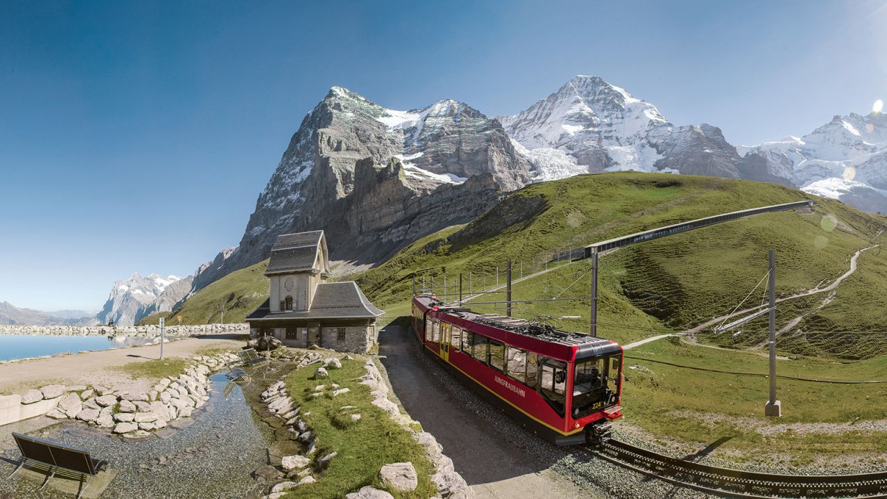 <strong>Jungfrau railway: </strong>For most of its 9.3-kilometer journey, the railway runs through the Jungfrau tunnel, up through the Eiger and the Monch mountains