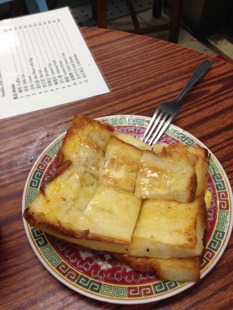 <strong>French toast: </strong>Hong Kong-style French toast usually incorporates two slices of butter-soaked bread, a layer of peanut butter, and super sweet syrup. 