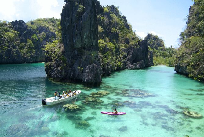<strong>Palawan, The Philippines:</strong> Surrounded by karst rock formations, Palawan anchors the southwest corner of the Philippines. It's a largely undeveloped island that channels the wild vibe of nearby Borneo. 