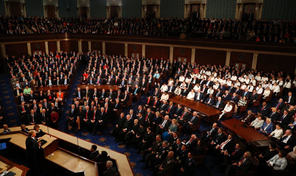 President Donald Trump <a href="http://www.cnn.com/2017/02/28/politics/gallery/trump-joint-address-congress/index.html" target="_blank">addresses a joint session of Congress</a> for the first time on Tuesday, February 28. His uplifting message was dramatically different from his usual rhetoric -- and also from his usual controversies. <a href="http://www.cnn.com/2017/03/01/politics/trump-address-congress-highlights/" target="_blank">Read more: 6 takeaways from Trump's address to Congress</a>