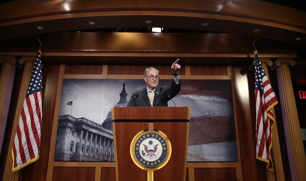 Senate Minority Leader Chuck Schumer answers questions at a Washington news conference on Thursday, March 2. Schumer <a href="http://www.cnn.com/2017/03/01/politics/jeff-sessions-russian-ambassador-meetings/" target="_blank">called for Attorney General Jeff Sessions to resign</a> after it was revealed that Sessions, during his Senate confirmation hearing, did not disclose his meetings last year with Russia's ambassador to the United States.