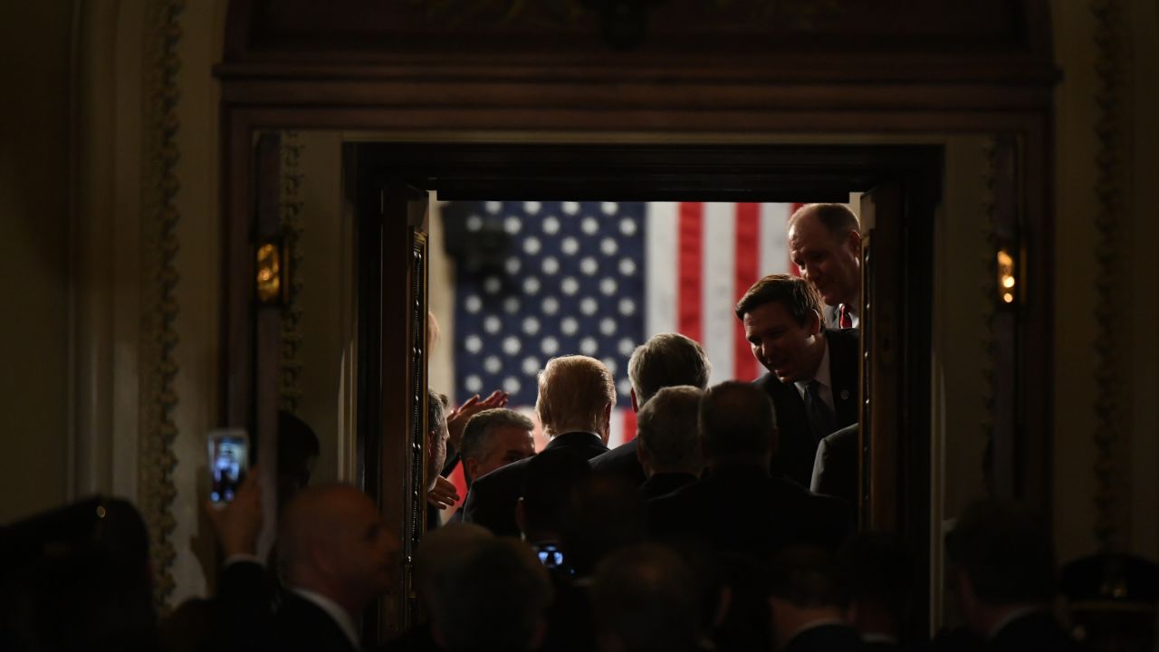 President Trump stands in the doorway of the House chamber while being introduced for his speech to Congress. <a href="http://www.cnn.com/2017/02/25/politics/gallery/week-in-politics-0226/index.html" target="_blank">See last week in politics</a>