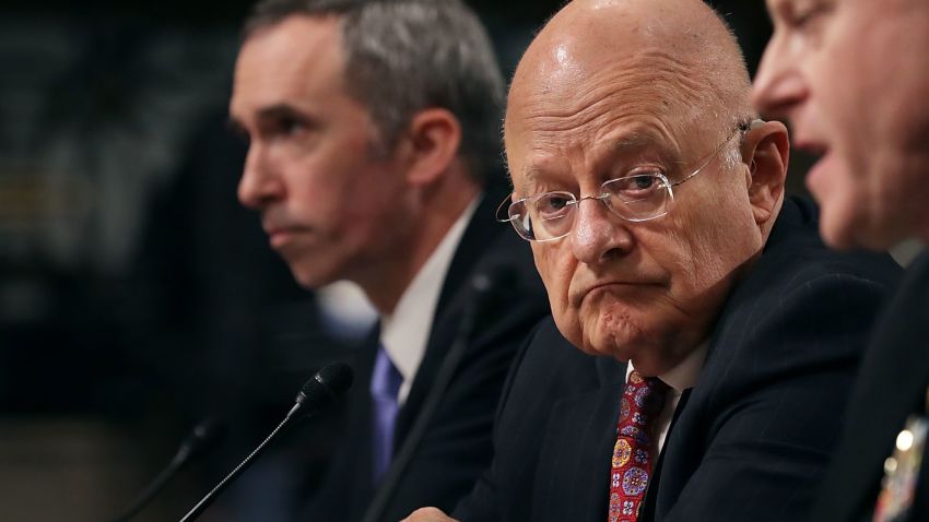 WASHINGTON, DC - JANUARY 05:  (L-R) Defense Undersecretary for Intelligence Marcell Lettre II, Director of National Intelligence James Clapper and United States Cyber Command and National Security Agency Director Admiral Michael Rogers testify before the Senate Armed Services Committee in the Dirksen Senate Office Building on Capitol Hill January 5, 2017 in Washington, DC. The intelligence chiefs testified to the committee about cyber threats to the United States and fielded questions about effects of Russian government hacking on the 2016 presidential election.  (Photo by Chip Somodevilla/Getty Images)