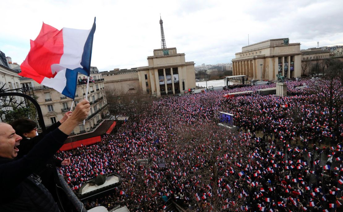 Thousands turned out to show their support for Fillon.