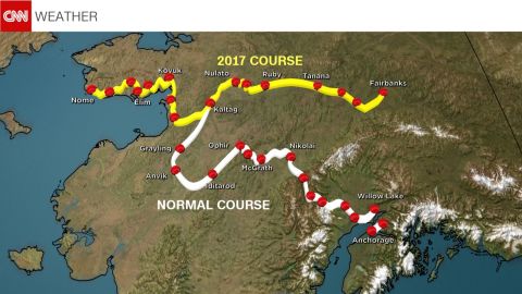 Comparison of the 2017 course and the typical race route