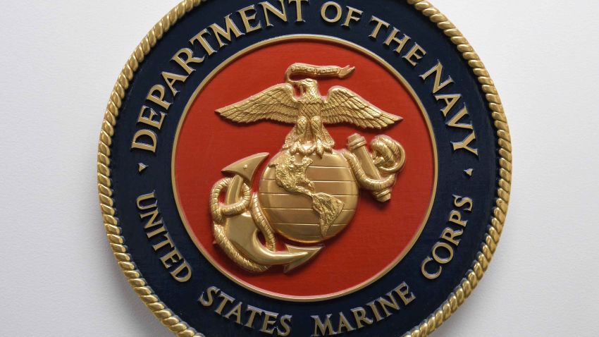 This photo reviewed by the US military shows the United States Marine Corps emblem hanging on a wall at the Joint Detention Forces Headquarters at Guantanamo Bay US Naval Base, Cuba, April 09, 2014.   AFP PHOTO/MLADEN ANTONOV        (Photo credit should read MLADEN ANTONOV/AFP/Getty Images)