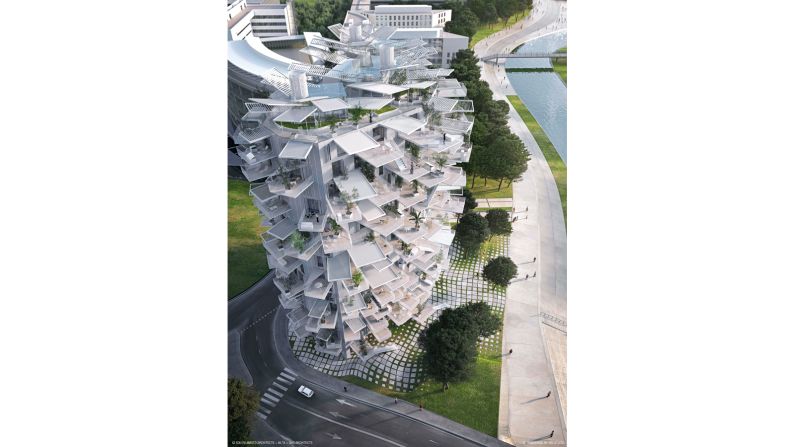 "Building Community: New Apartment Architecture" also highlights a few ambitious projects that haven't yet been realized. <br /><br />Sou Fujimoto worked with Manal Rachdi and Nicolas Laisne -- two young French architects -- on the designs for this 17-story tower. It will be built in Montpellier, France. 