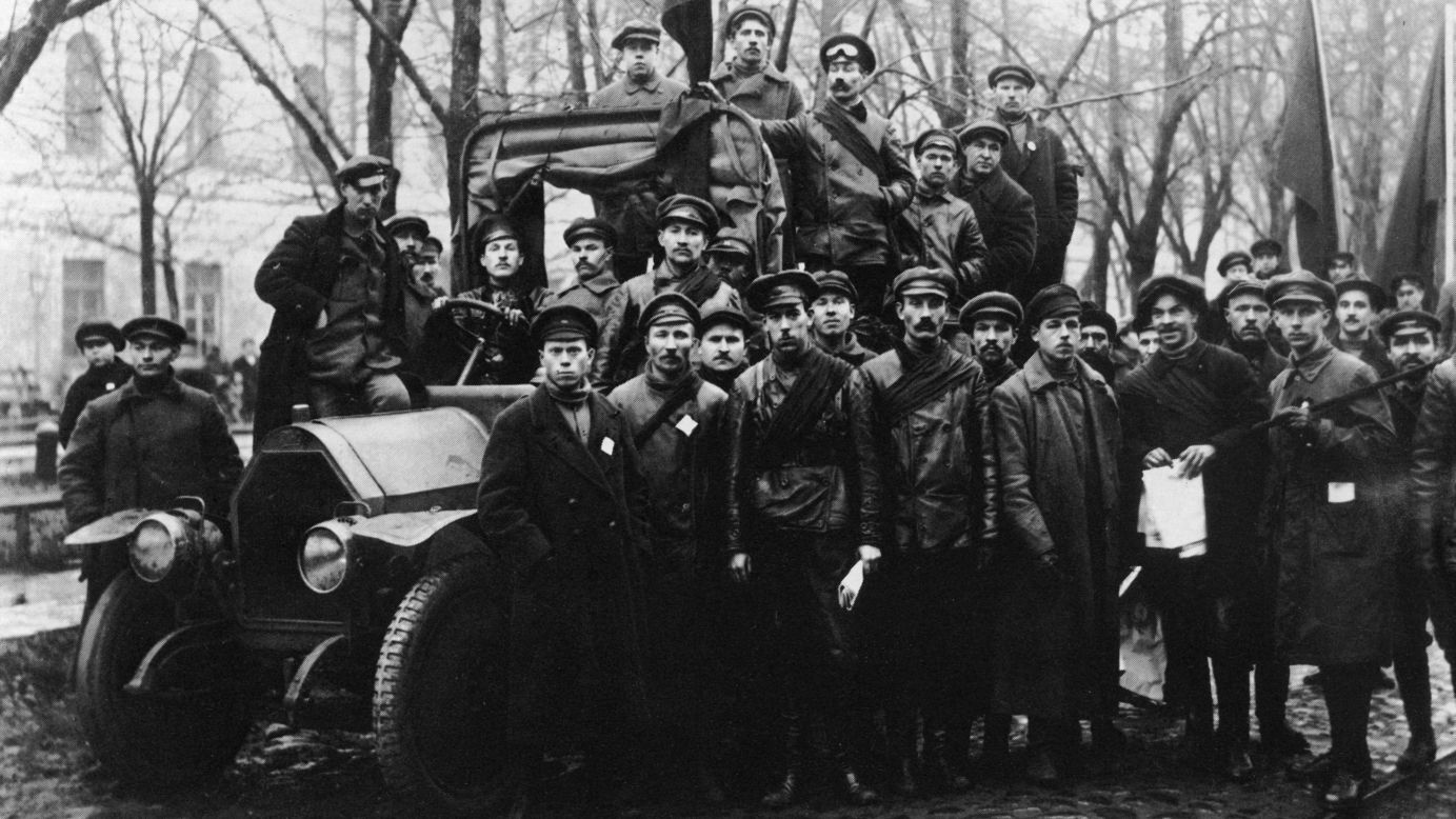 A Group of Red Army soldiers in Petrograd in 1917. 