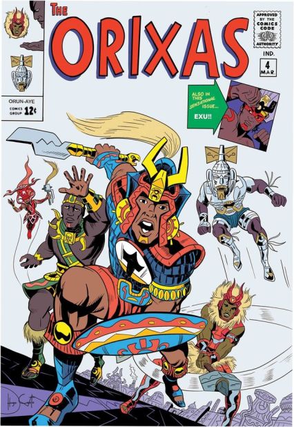 As a tribute to Jack Kirby, the creator of the hugely popular Avengers, Brazilian artist <a href="https://hugocanuto.com/" target="_blank" target="_blank">Hugo Canuto</a> recreated this classic cover using Yoruba gods known as Orishas as the central characters. 