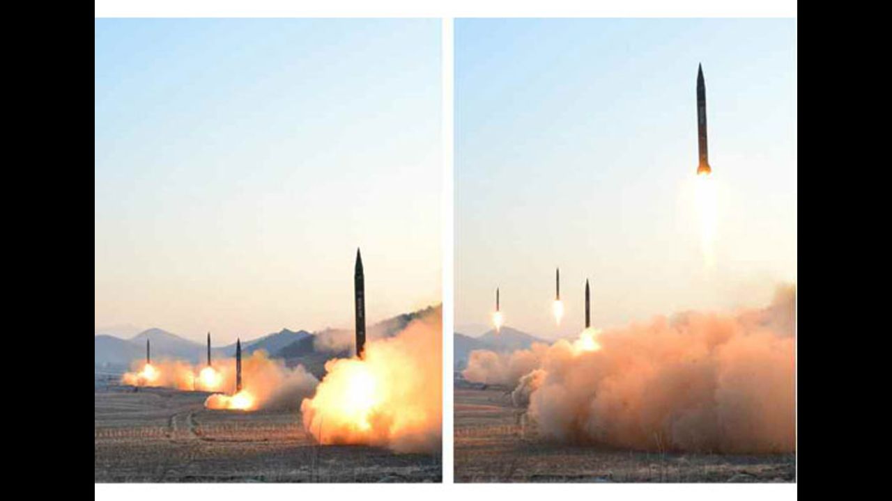 The four missiles were launched from near Tongchang Ri in North Korea's northwest, South Korea's military said.