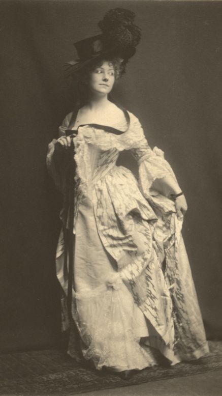 Actress Elsie Leslie wears her costume for Richard Sheridan's play "The Rivals." 
