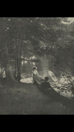 This photo illustration, of two women in a canoe, was conceived for an article in 1901.