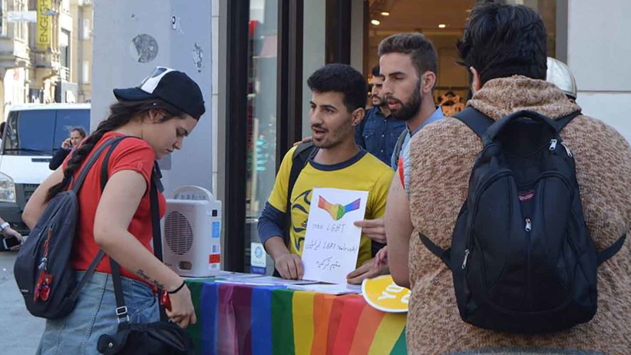 Ramtin Zigorat campaigning for LGBT rights in Turkey.
