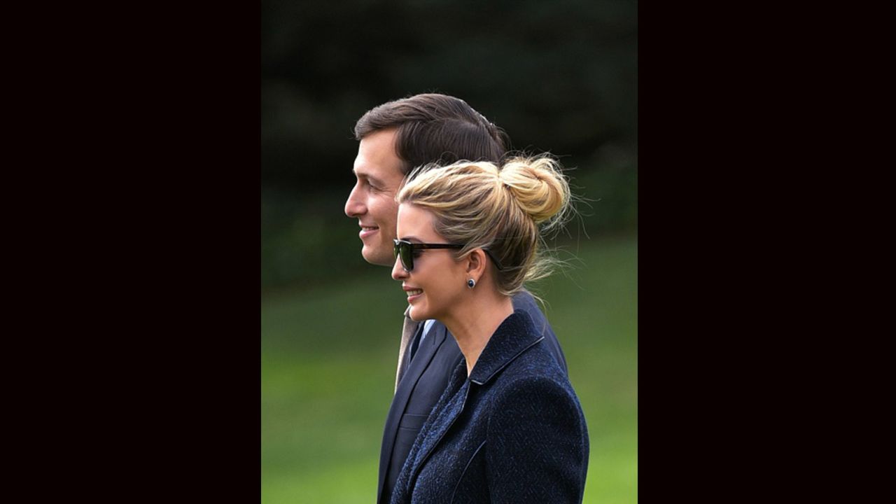 Jared Kushner walks with his wife, Ivanka Trump, to board Marine One at the White House in Washington, on March 3, 2017.