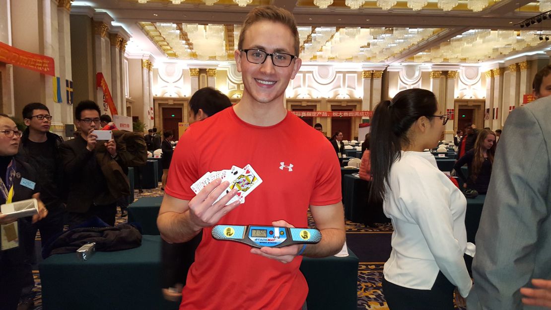 Memory champion Alex Mullen memorized the order of a deck of cards in 21.5 seconds at the 2015 World Memory Championships. He later set the current world record under 17 seconds.