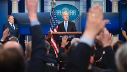 White House Press Secretary Sean Spicer (L) looks on as US Secretary of Health and Human Service Tom Price (C) takes questions during the daily briefing at the White House in Washington, DC on March 7, 2017. / AFP PHOTO / JIM WATSON        (Photo credit should read JIM WATSON/AFP/Getty Images)