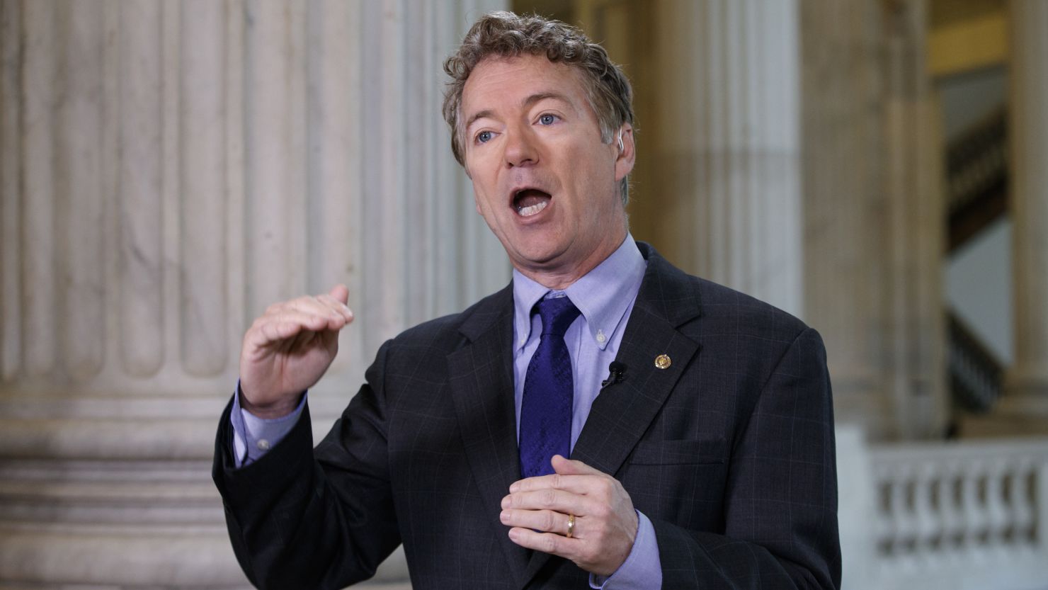 Sen. Rand Paul, R-Ky., criticizes the House Republican healthcare reform plan as "Obamacare light" during a television interview on Capitol Hill in Washington, Tuesday, March 7, 2017. (AP Photo/J. Scott Applewhite)