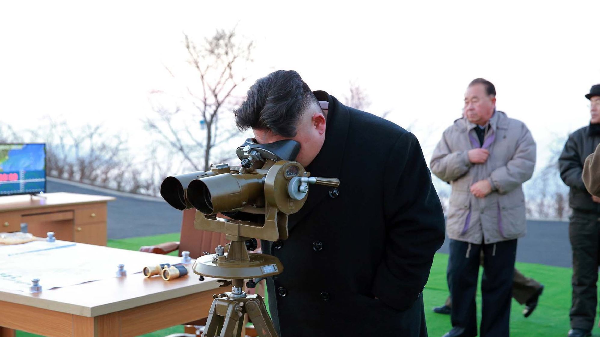 Kim Jong Un oversees a missile test in an image released by North Korean state media. 