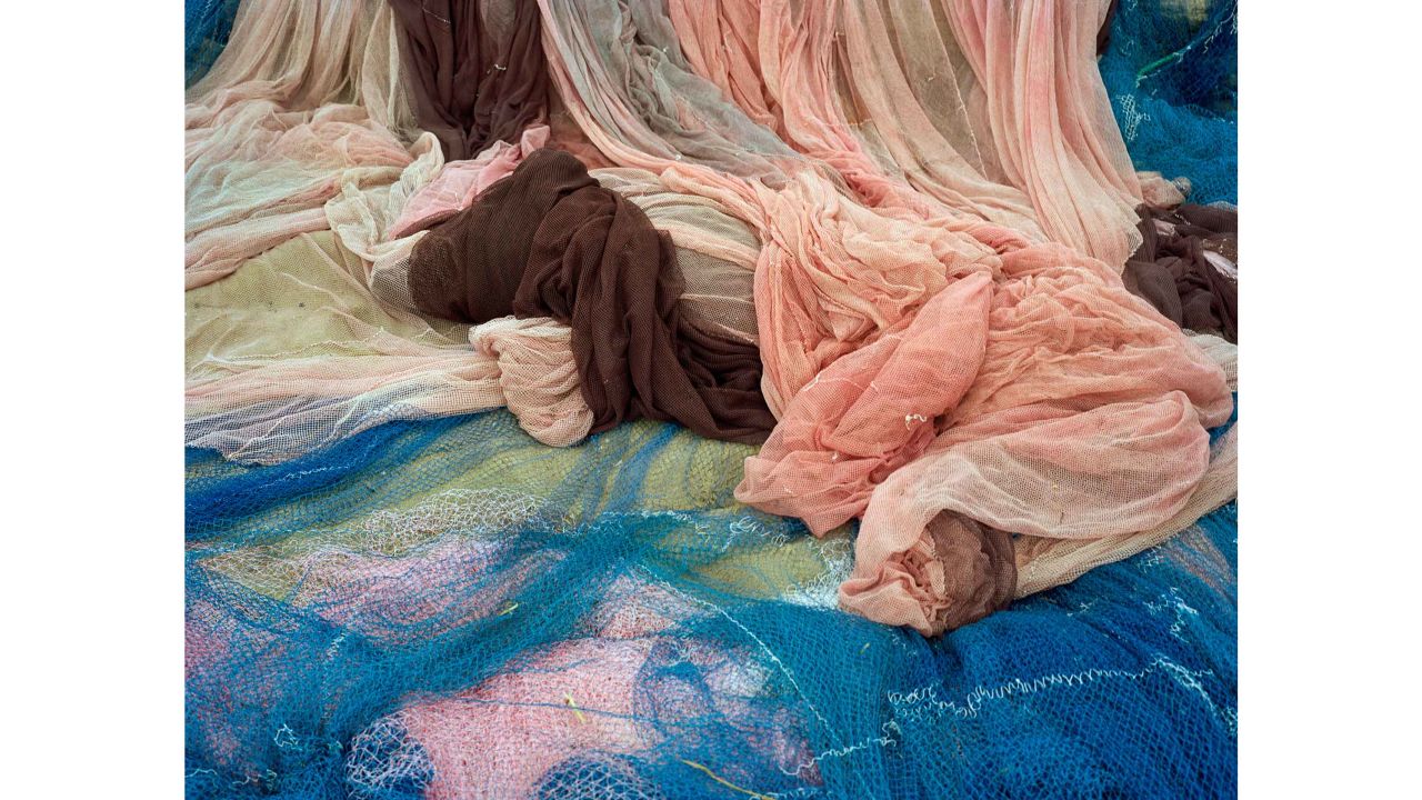 Fishermen's nets laid out to dry in Ngosi Village, Northern Malawi 
