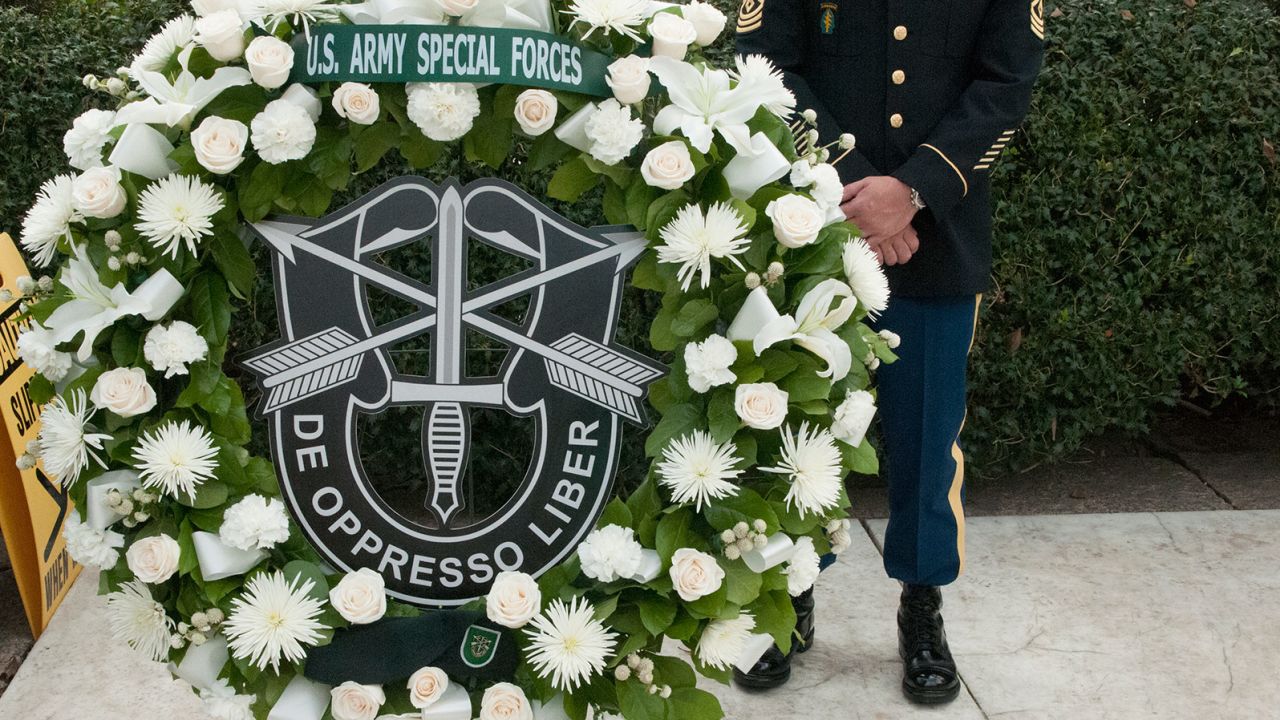 A wreath commemorates Army Special Forces.