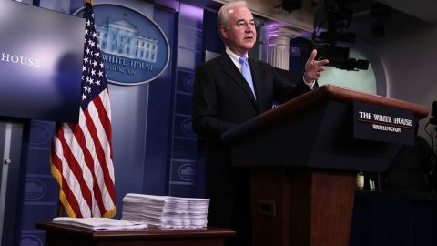 WASHINGTON, DC - MARCH 07: U.S. Secretary of Health and Human Services Tom Price speaks during the White House daily press briefing March 7, 2017 at the White House in Washington, DC.