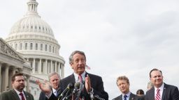Rep. Mark Sanford (R-SC) (C) speaks about Obamacare repeal and replacement while members of the House Freedom Caucus during a news conference on Capitol Hill, on March 7, 2017 in Washington, DC. 