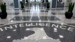 The Central Intelligence Agency (CIA) logo is displayed in the lobby of CIA Headquarters in Langley, Virginia, on August 14, 2008. 