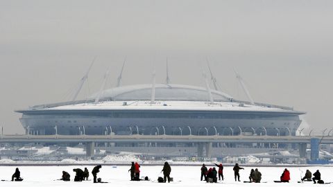 Zenit Stadium, designed by a Japanese architecture firm, resembles the form of a spaceship. 