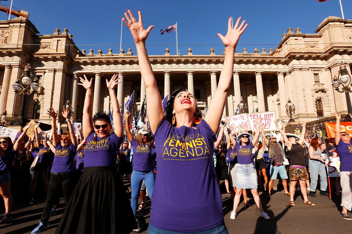 Demonstrators rally in Melbourne.