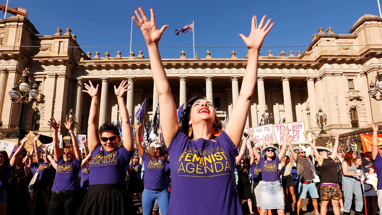 MELBOURNE, AUSTRALIA - MARCH 08:  Thousands of demonstrators attend a rally for International Women's Day on March 8, 2017 in Melbourne, Australia.  Marchers were calling for de-colonisation of Australia, an end to racism, economic justice for all women and reproductive justice, as well as supporting the struggle for the liberation of all women around the world, inclusive of trans women and sex workers.  (Photo by Daniel Pockett/Getty Images)