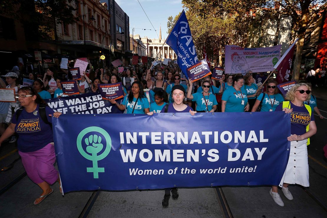 Thousands rally for International Women's Day in Melbourne.
