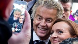 Firebrand anti-Islam lawmaker Geert Wilders poses for a picture during a campaign stop in Breda, Netherlands, Wednesday, March 8, 2017. (AP Photo/Peter Dejong)