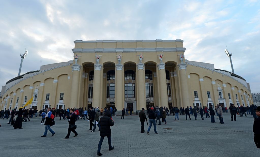 Located 1,000 miles east of Moscow on the site of the old Central Stadium -- once a prominent speed skating venue -- the Ekaterinburg Stadium has retained its original Soviet neo-Classical pillars while adding modern refurbishments and temporary stands.