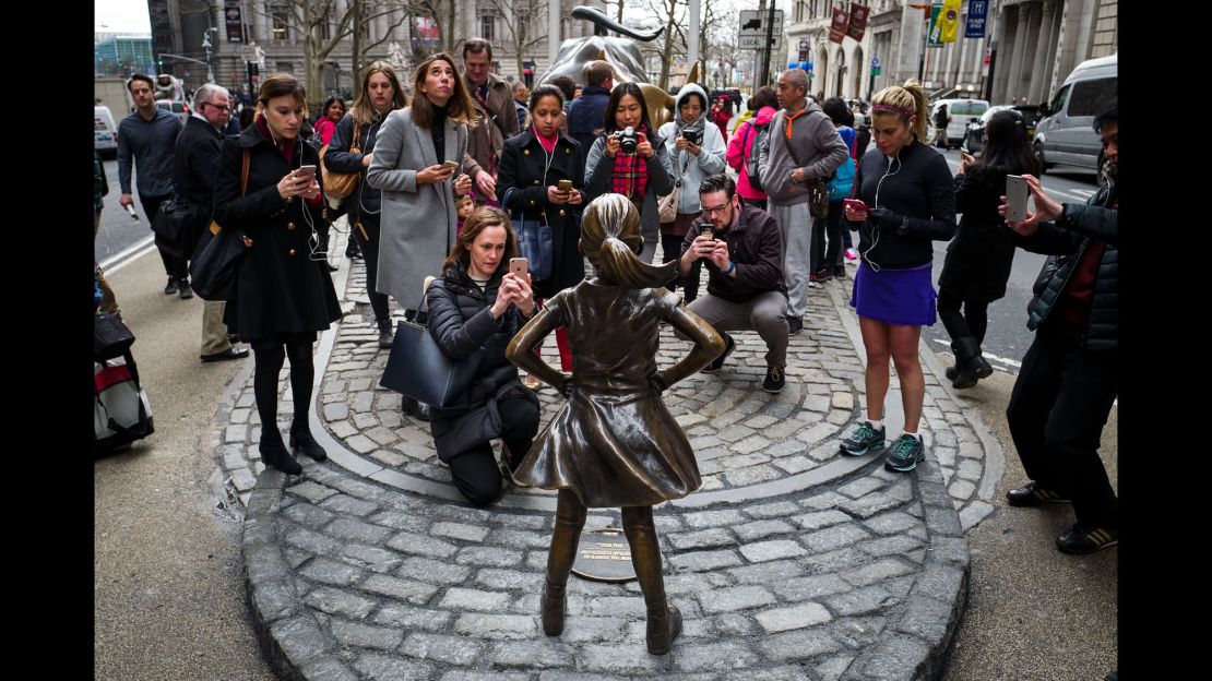 It's not a monument, but the "Fearless Girl" sculpture was a sensation when it debuted near New York's Wall Street in 2017.