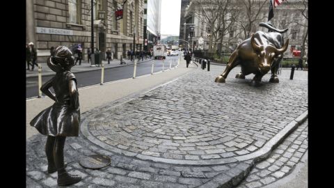 A statue of a defiant girl faces Wall Street's charging bull sculpture in New York. "Fearless Girl" <a href="http://money.cnn.com/2017/03/07/news/girl-statue-wall-street-bull/index.html" target="_blank">was installed on Tuesday</a> by State Street Global Advisors. The asset manager designed it to call attention to its new initiative to increase the number of women on its clients' corporate boards.