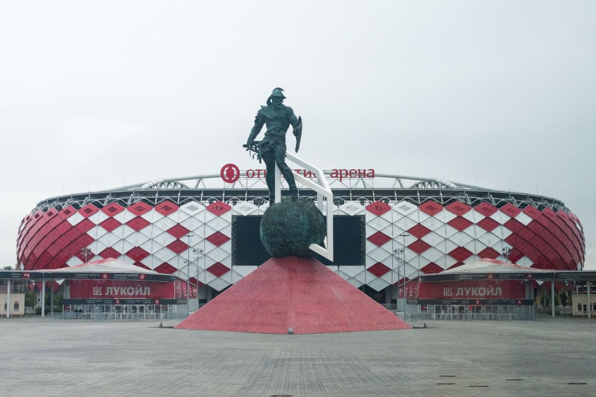 Built to host Spartak Moscow -- the "people's team" which has made do without its own venue for almost a century -- the 43,298-seater Spartak Stadium will go on proving its worth long after the World Cup. The arena's facade features hundreds of red and white diamonds representing Spartak's logo, which change color when the Russian national side plays there.